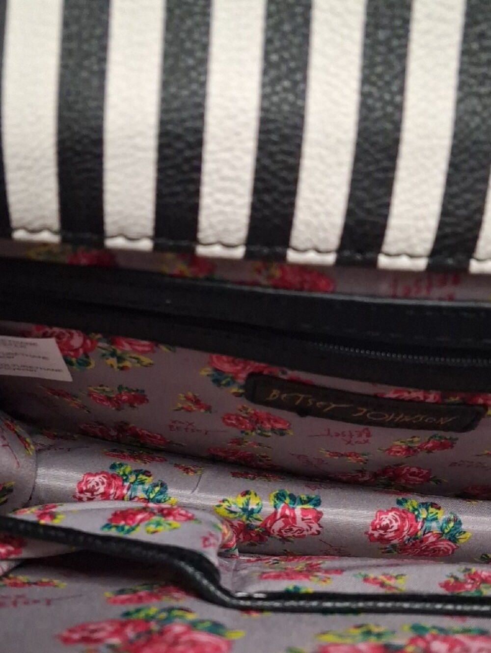 Rehabable Black & White Striped Crossbody Bag with Bow Accent - Picture 7 of 12
